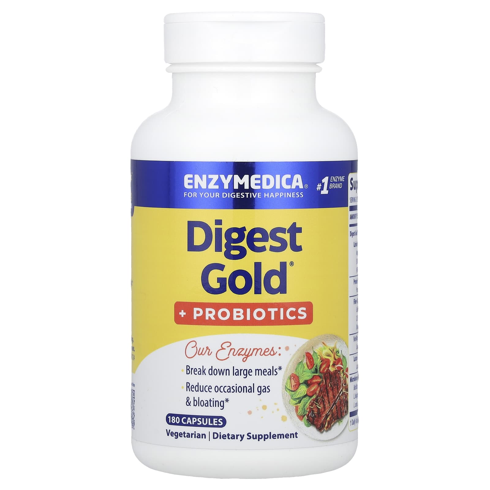 Enzymedica, Digest Gold + Probiotics, 180 Capsules UPC 670480290910 | HiLife Vitamins